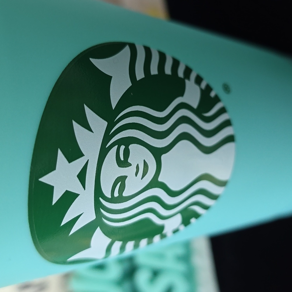 Starbucks Mint Green Reusable Travel Cup And Fueled By Coffee Pen + Ink Refill - Picture 3 of 9